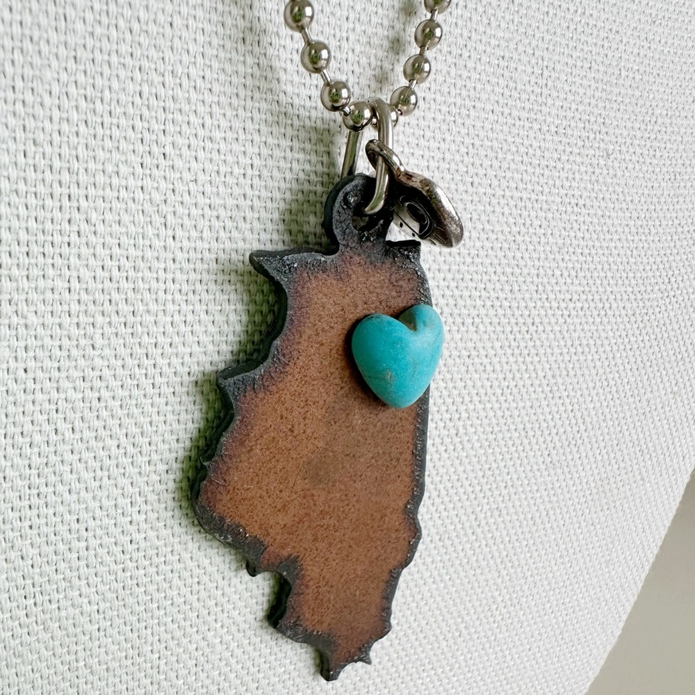 Chicago Illinois lovers artisan necklace 4” drop chain - Picture 4 of 7